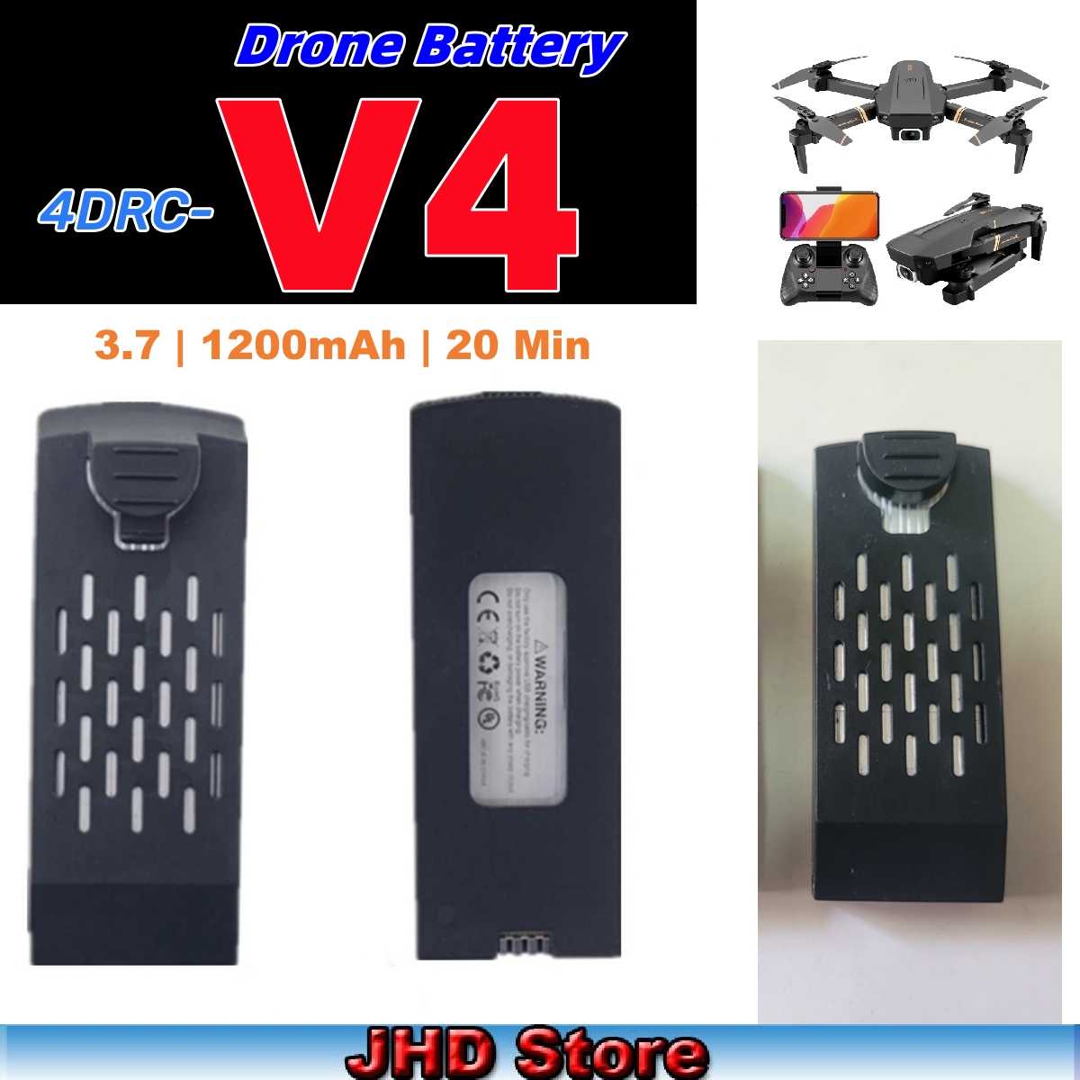 Drone Battery Li-Ion - JHD Bateria 4DRC V4 Batterie 3,7