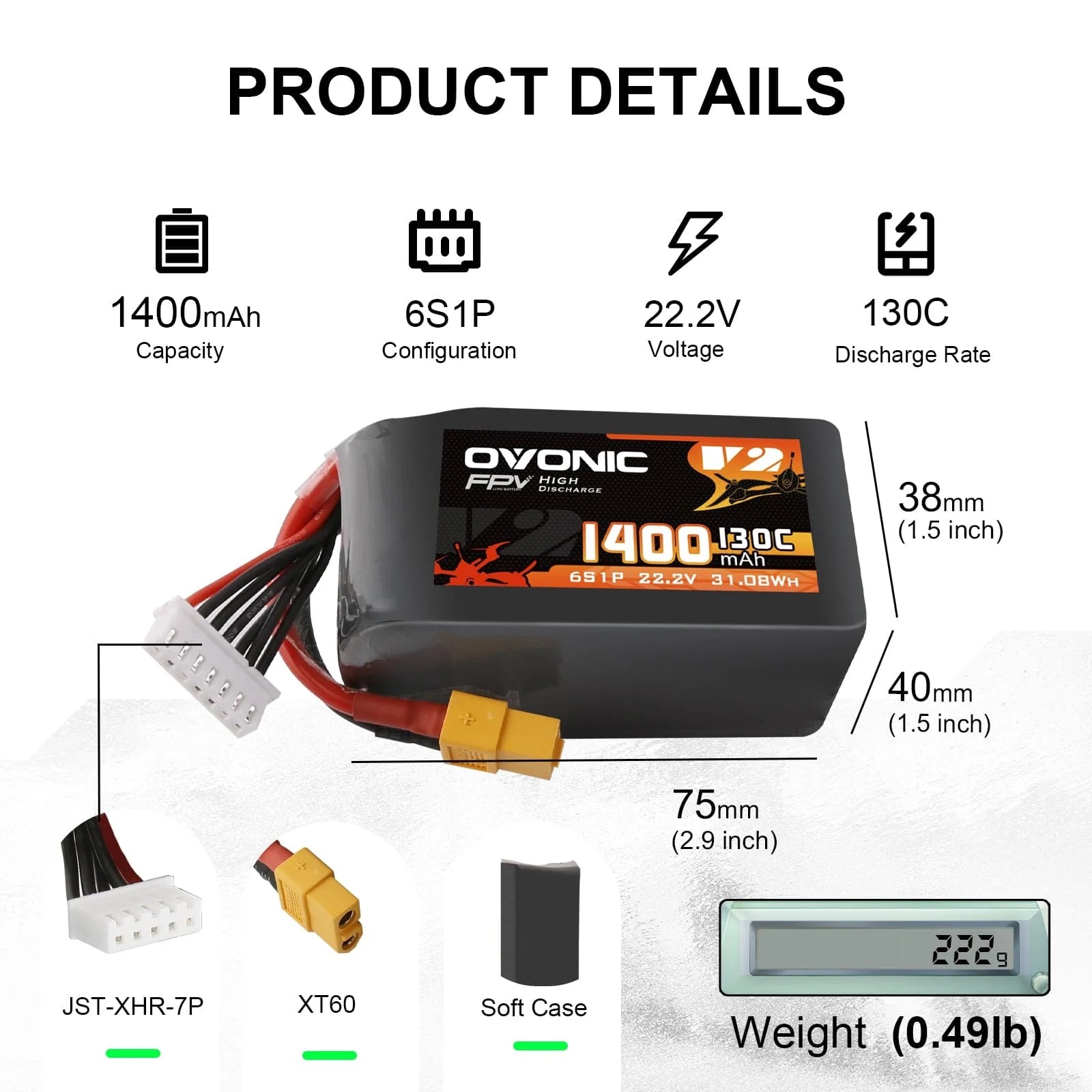 Ovonic 6S 1400mAh 130C LiPo Ak – Drone Battery Bag Bewertung und Preis
