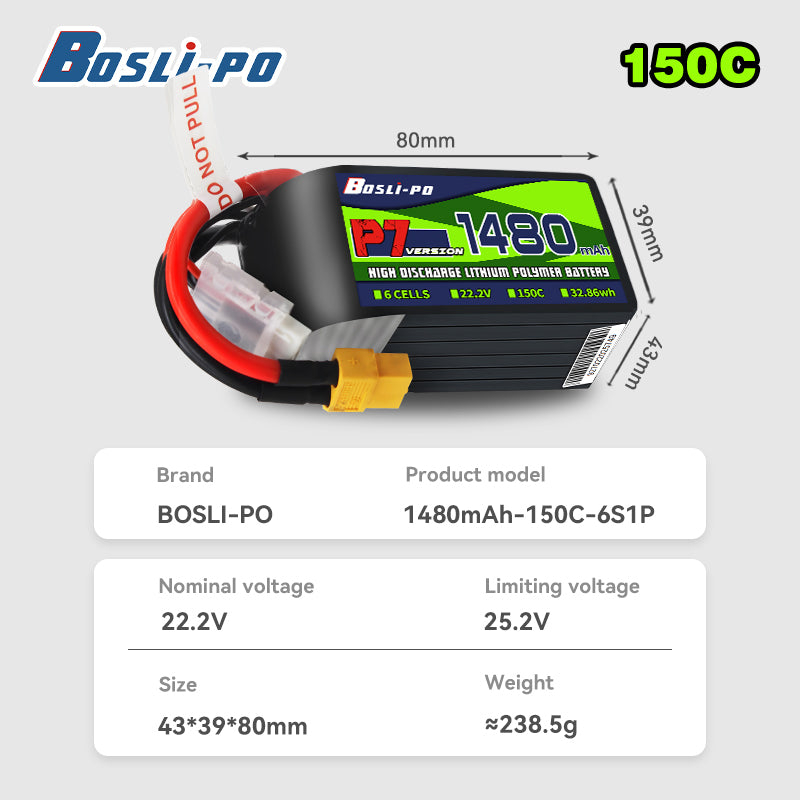 Boslipo P7 Version 1480mAh 150 – Drone Battery 6S Bewertung und Preis