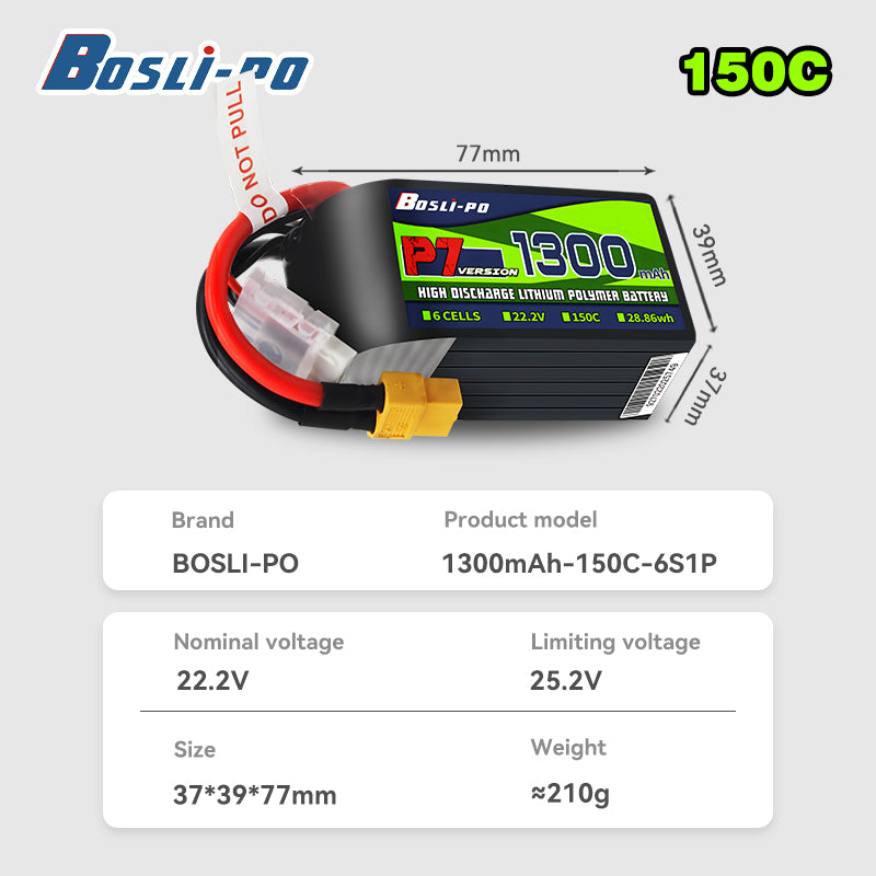 Boslipo P7 1300mAh 150C 4S 6S  – Drone Battery 6S Bewertung und Preis